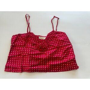 VTG LG Victoria's Secret Gold Label Silk Red Polka Dot Cropped Tank Rockabilly